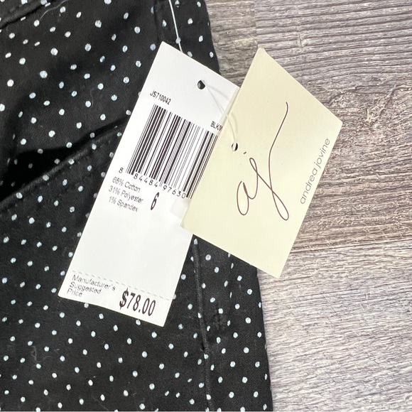 NWT Andrea Jovine black polkadot slim leg jeans size 6 B152 - Picture 3 of 4
